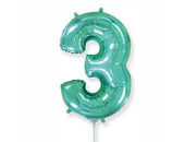 Шар фольга Цифра 16"/Fm Бирюзовая Turquoise "3"