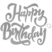Гирлянда надпись 20х100см Happy Birthday элегантный Серебро с блестками Гирлянда надпись 20х100см Happy Birthday элегантный Серебро с блестками