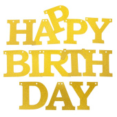 Гирлянда буквы 150см Happy Birthday Золото с блестками