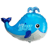Шар фольга фигура Кит BABY BOY голубой Fm 26" 66см Hх34" 86смW