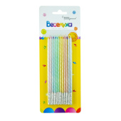 Свеча для торта с держателем Макаронс ассорти 15см (уп12)