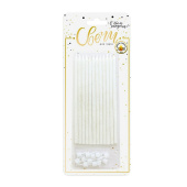 Свечи для торта 15 см, 12 шт., с держателями Белые с золотым глиттером