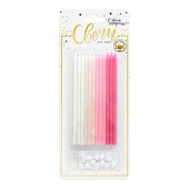 Свечи для торта 15 см, воск, 12 шт., с держателями XL микс, розовый нежно-розовый персиковый белый