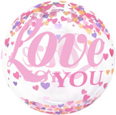 Шар фольга Сфера 3D Deco Bubble 20" Множество сердец Прозрачный 51см Шар фольга Сфера 3D Deco Bubble 20" Множество сердец Прозрачный 51см