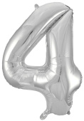 Шар фольга Цифра 34"/FL Серебро "4"