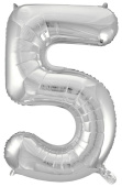 Шар фольга Цифра 34"/FL Серебро "5"