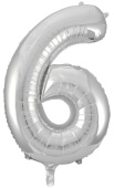 Шар фольга Цифра 34"/FL Серебро "6"