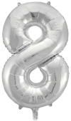 Шар фольга Цифра 34"/FL Серебро "8"
