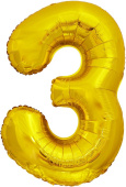 Шар фольга Цифра 34"/FL Золото ЭКО "3"