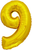 Шар фольга Цифра 34"/FL Золото ЭКО "9"