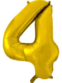 Шар фольга Цифра 34"/FL Золото "4"