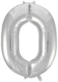 Шар фольга Цифра 34"/FL Серебро "0"