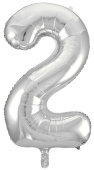 Шар фольга Цифра 34"/FL Серебро "2"