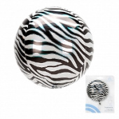 Шар фольга Сфера 3D Deco Bubble 16" Зебра Сафари An