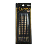 Свечи для торта 12 см, 6 шт., с держателями Золотые ромбы