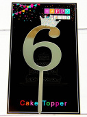Топпер пластик Серебро "6"