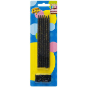 Свечи для торта 14 см, 12 шт., с держателями Чёрные с блёстками