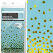 Скатерть ПЭТ 137х183см Золотое конфетти Голубой металлик