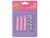 Свечи для торта 6 см, 6 шт., с держателями Розовое пламя