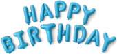 Шар фольга Буквы надпись Happy Birthday 16'' 41см Голубой FL