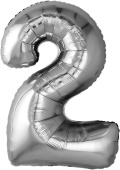 Шар фольга Цифра 32''/AG Slim Серебро Silver "2"