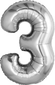 Шар фольга Цифра 32''/AG Slim Серебро Silver "3"