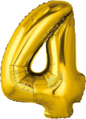 Шар фольга Цифра 32''/AG Slim Золото "4"