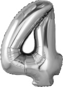 Шар фольга Цифра 32''/AG Slim Серебро Silver "4"