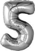 Шар фольга Цифра 32''/AG Slim Серебро Silver "5"
