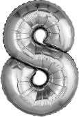 Шар фольга Цифра 32''/AG Slim Серебро Silver "8"