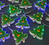 Гирлянда электр метражная 4м с насадками елка зеленая IP20 прозрачная нить 20 LED свечение мульти 8