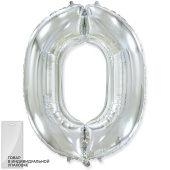 Шар фольга Цифра 32''/Fm Серебро Silver "0"