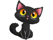 Шар фольга фигура Котенок черный 36" 90см.H X 33" 83см W