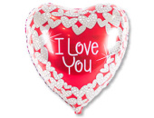 Шар фольга 37"/ВЗ сердце I LOVE YOU голография