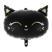 Шар фольга фигура Кошка Black (голова) 14" 48см PD