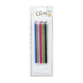 Свеча для торта с держателем XL металлик Витая Ассорти 15см (уп8)