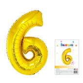 Шар фольга Цифра 34"/ВС Золото "6"