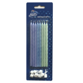 Свечи для торта 12 см, 8 шт., с держателями Светлый микс перламутр