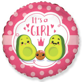 Шар фольга 18''/Fm круг it’s a Girl семья авокадо Розовый