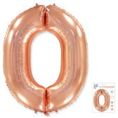 Шар фольга Цифра 40''/Fm Розовое Золото Rose Gold "0"
