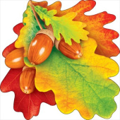 Украшение на скотче 15х15см Дубовые листья (10шт)