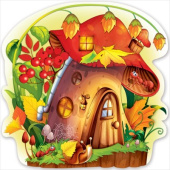 Украшение на скотче 19,6х19,6см Грибной домик (10шт)