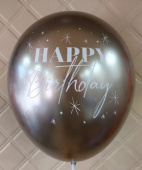 Шар латекс 12''/Sp хром Happy Birthday Мерцание 971, 976 шампань Латте