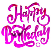 Гирлянда надпись 20х100см Happy Birthday элегантный Фуше металлик