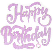 Гирлянда надпись 20х100см Happy Birthday элегантный Розовый с блестками Гирлянда надпись 20х100см Happy Birthday элегантный Розовый с блестками
