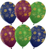 Шар латекс с рисунком 12"/ВВ пастель Золотые листья ассорти 5ст 25шт