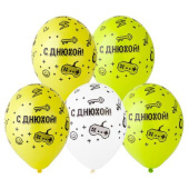 Шар латекс 14"/Bb пастель С Днюхой Геймер шелк (25шт)