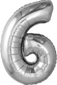 Шар фольга Цифра 32''/AG Slim Серебро Silver "6"