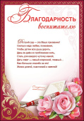 Благодарность Воспитателю