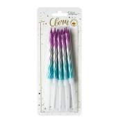 Свечи набор Металлик Витая Градиент Серебро-розовый-синий 8см (уп10)